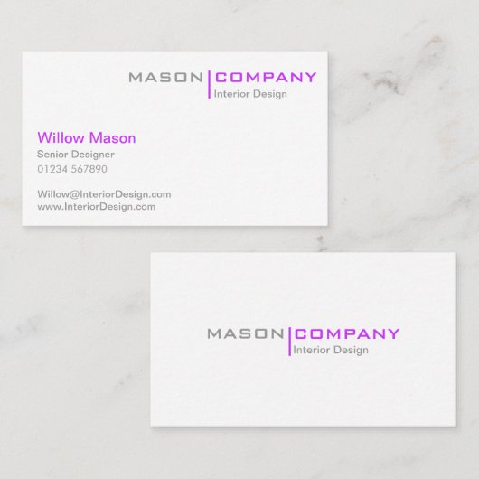 紫と白のミニマル名刺 名刺 (正面/裏面)