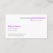 紫と白のミニマル名刺 名刺 (正面)