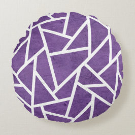 紫と白のモザイク模様 ラウンドクッション