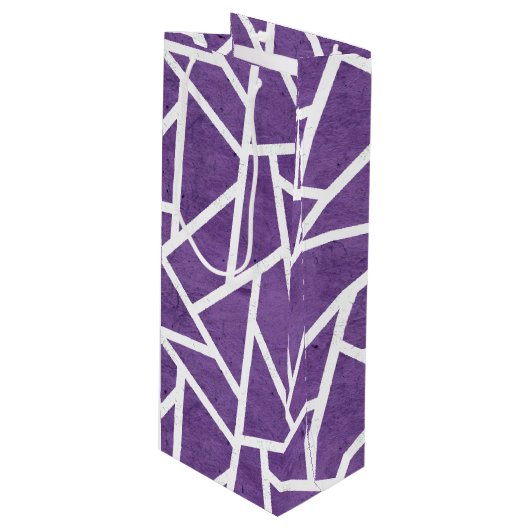 紫と白のモザイク模様 ワインギフトバッグ (正面アングル)