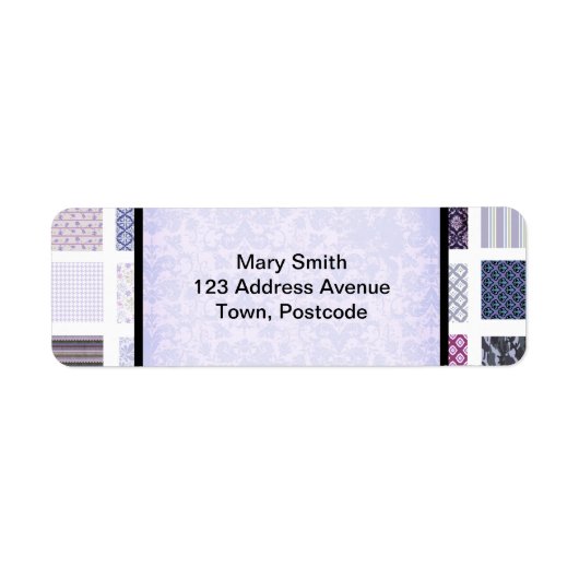 紫と白のモザイク ラベル (正面)