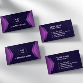 紫と白のモダンプロフェッショナル 名刺