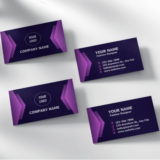 紫と白のモダンプロフェッショナル 名刺