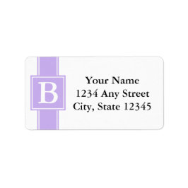 紫と白のモノグラムの差出人住所ラベル ラベル