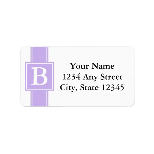 紫と白のモノグラムの差出人住所ラベル ラベル (正面)