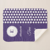 紫と白のモノグラムの時間の昼寝 シェルパブランケット (正面(横))