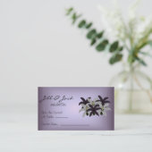 紫と白のユリのシーティングカード プレイスカード (スタンド正面)