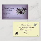 紫と白のユリのシーティングカード プレイスカード (正面/裏面)