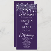 紫と白のライぶら下がったト結婚式 プログラム (正面/裏面)