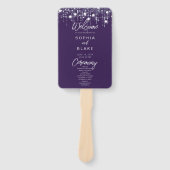 紫と白のライぶら下がったト結婚式 プログラム ハンドファン (正面)