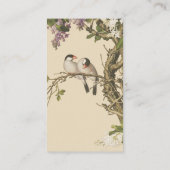 紫と白のライラックと鳥の中国のアンティーク 名刺 (裏面)