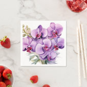 紫と白のラン結婚ス スタンダードカクテルナプキン (インサイチュ)