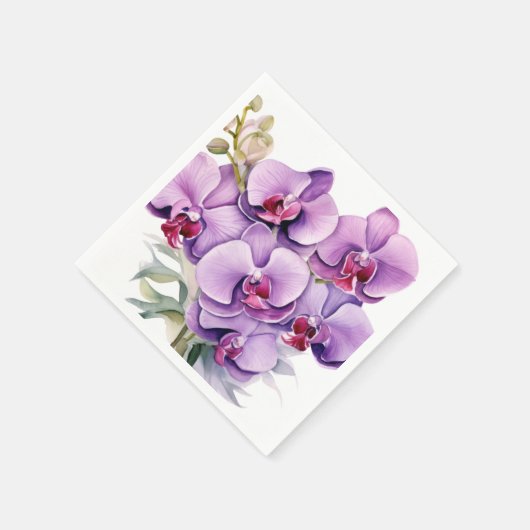 紫と白のラン結婚ス スタンダードカクテルナプキン (角)