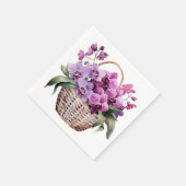 紫と白のラン結婚ス スタンダードカクテルナプキン (角)