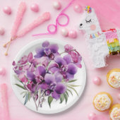 紫と白のラン結婚ス ペーパープレート (パーティー)