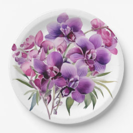 紫と白のラン結婚ス ペーパープレート