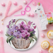 紫と白のラン結婚ス ペーパープレート (パーティー)