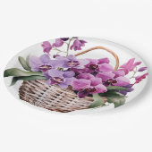 紫と白のラン結婚ス ペーパープレート (アングル)