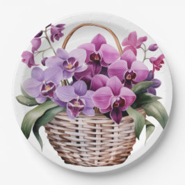 紫と白のラン結婚ス ペーパープレート