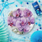 紫と白のラン結婚ス ペーパープレート (パーティー)