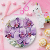 紫と白のラン結婚ス ペーパープレート (パーティー)