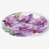 紫と白のラン結婚ス ペーパープレート (アングル)