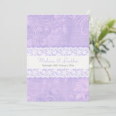 紫と白のレースフォーマル結婚式招待状 招待状 (スタンド正面)