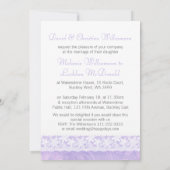 紫と白のレースフォーマル結婚式招待状 招待状 (裏面)