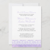 紫と白のレースフォーマル結婚式招待状 招待状 (裏面)