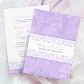紫と白のレースフォーマル結婚式招待状 招待状