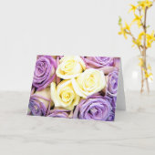 紫と白のローズノートカード カード (黄色い花)