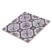 紫と白のヴィンテージタイル タイル (側面)