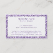 紫と白のヴィンテージペイズリーパターン 名刺 (裏面)