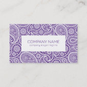 紫と白のヴィンテージペイズリーパターン 名刺 (正面)