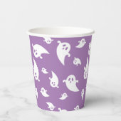 紫と白の不気味幽霊模様ハロウィン 紙コップ (裏面)