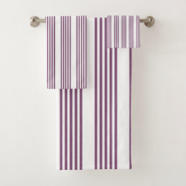 紫と白の五ストライプ色 バスタオルセット