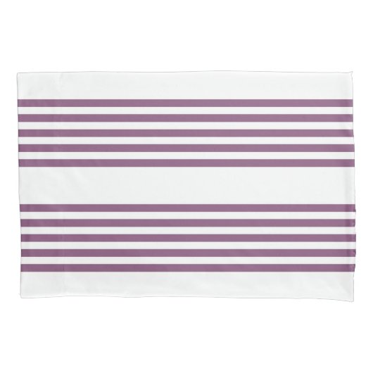 紫と白の五ストライプ色 枕カバー (正面)
