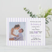 紫と白の写真ストライプの結婚式招待状 招待状 (スタンド正面)