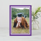 紫と白の写真卒業パーティー 招待状 (スタンド正面)