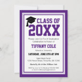 紫と白の写真卒業パーティー 招待状 (裏面)