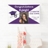 紫と白の卒業写真 横断幕 (インサイチュ)