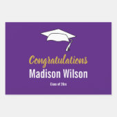 紫と白の卒業祝い ラッピングペーパーシート (正面)