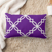 紫と白の大きな華麗な四葉の模様 ランバークッション (ブランケット)