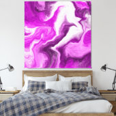 紫と白の大理石の渦巻き流体アート キャンバスプリント (インサイチュ (寝室))