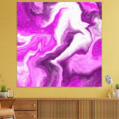 紫と白の大理石の渦巻き流体アート キャンバスプリント (インサイチュ (リビング))