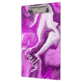 紫と白の大理石の渦巻パーソナライズされたき クリップボード (左)