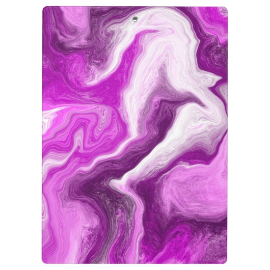 紫と白の大理石の渦巻パーソナライズされたき クリップボード (裏面)