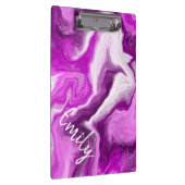紫と白の大理石の渦巻パーソナライズされたき クリップボード (右)