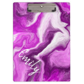 紫と白の大理石の渦巻パーソナライズされたき クリップボード (正面)