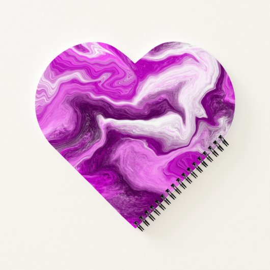 紫と白の大理石の渦巻パーソナライズされたき ノートブック (裏面)